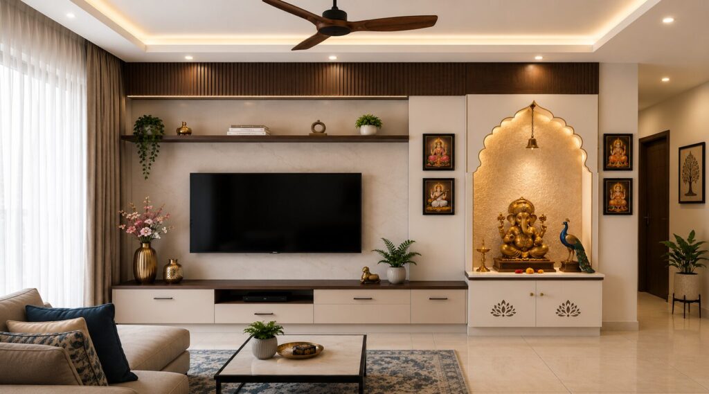 What Are the Latest Design Trends for Living Rooms with Pooja Ghar in 2026?